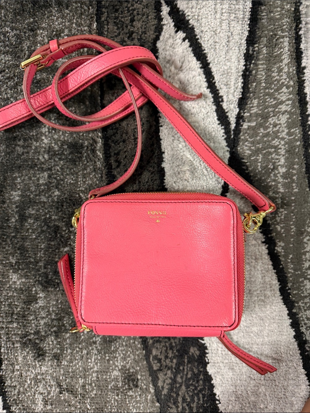 Fossil Bright Pink Leather Crossbody Mini Bag